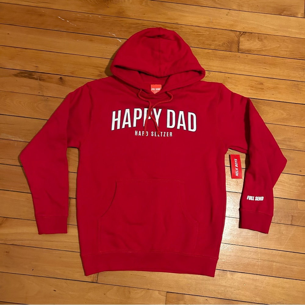 happy dad full send nelk boys Red Hoodie size small